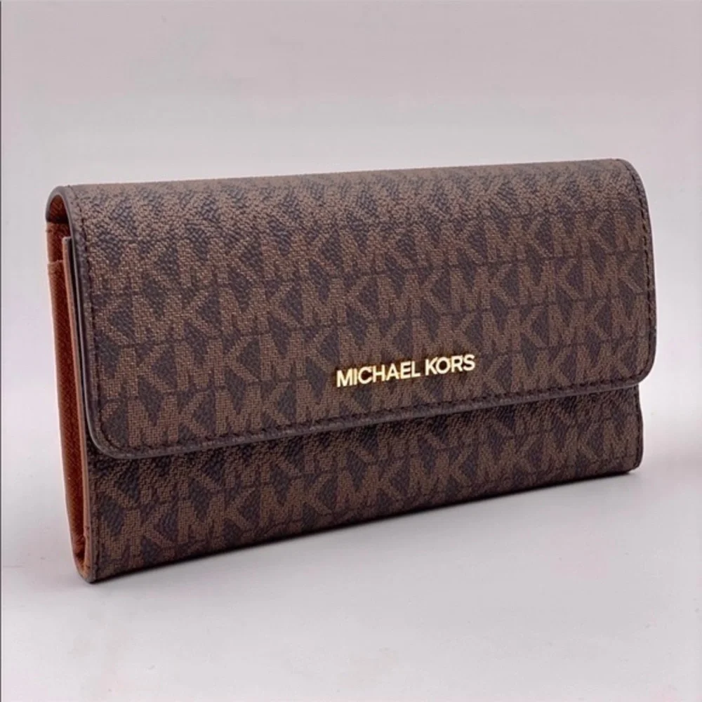 Michael Kors Jet Set Trifold Wallet Brown - Picture 1 of 9